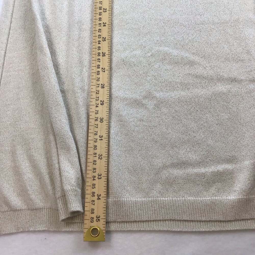 Anthropologie Metallic Knit Midi Skirt Large Cream Gold Side Slits Elegant NWT - Picture 9 of 9